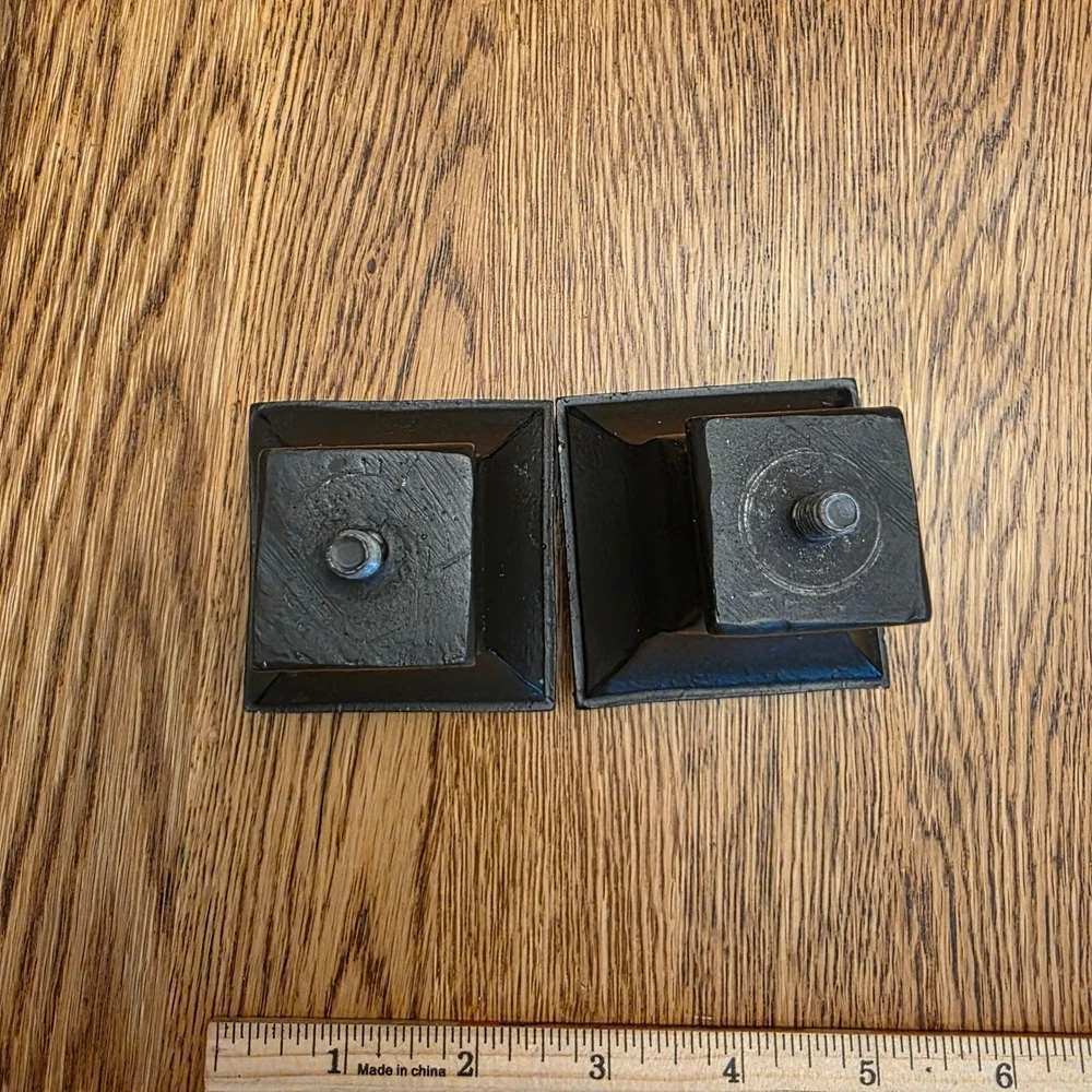 Set of 2 Dark Bronze Textured Square Wood Curtain Rod Finials Replacement Ends